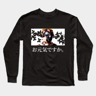 Ogenki Desu Ka, How Are You - Cat Masked Woman Long Sleeve T-Shirt